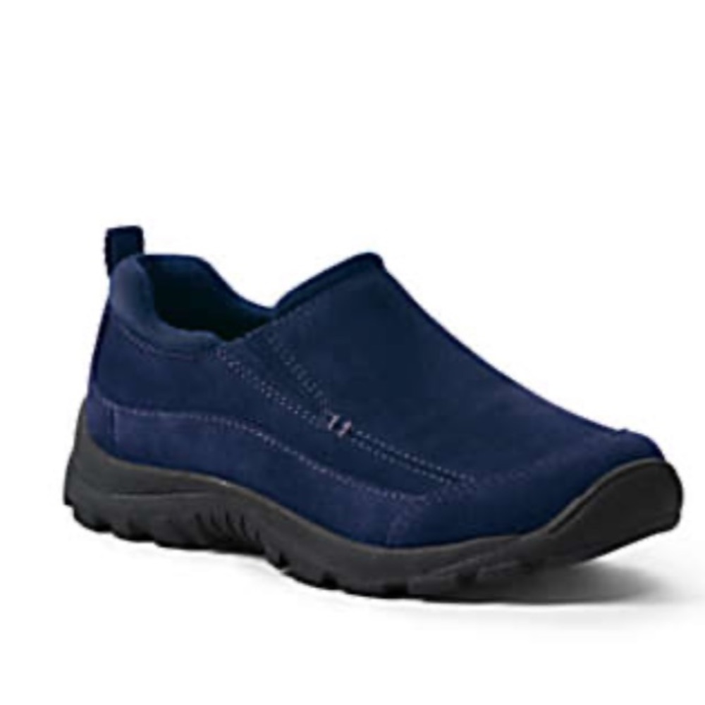 Lands End Kids Navy Blue All Weather Suede Mocs
